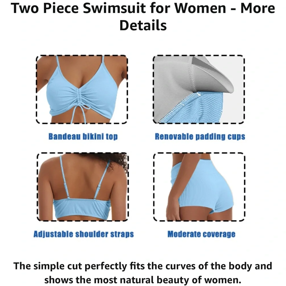 Light Blue Ruched Bikini Set - Picture 7 of 9
